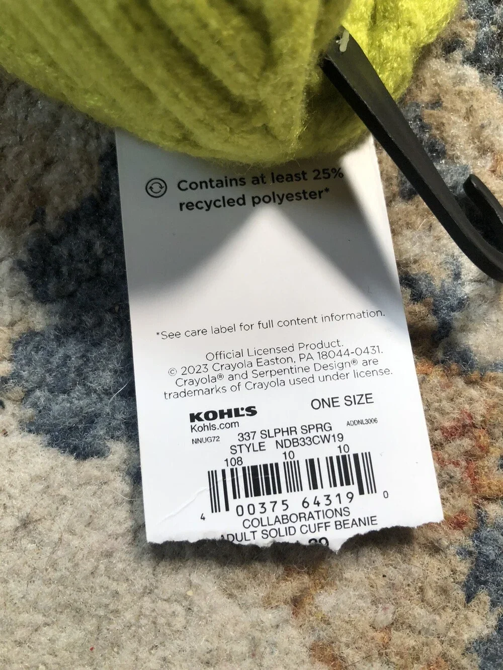 Kohl's x Crayola Yellow Beanie NWT One Size